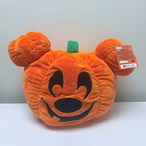 New! Disney Mickey Mouse Pumpkin Plush Pillow Large 16x18 Spooktacular Halloween